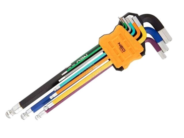 Set 9 chei imbus sferic NEO TOOLS, HEX 1.5-10 mm, cod coloristic