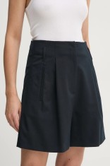 Marc O&amp;#039;Polo pantaloni scurti femei, culoarea albastru marin, neted, high waist, 502006215017 foto
