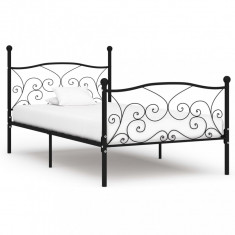 vidaXL Cadru de pat cu bază din șipci, negru, 100 x 200 cm, metal