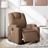 VidaXL Fotoliu electric de masaj rabatabil, maro, textil