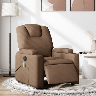 vidaXL Fotoliu electric de masaj rabatabil, maro, textil foto