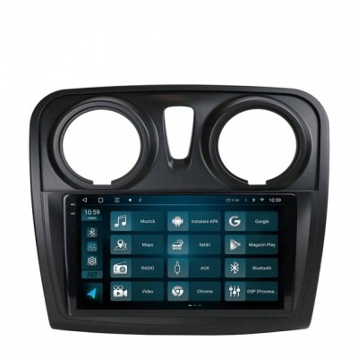 Navigatie 2K Dacia Logan Sandero 8GB RAM Android 13 Octacore Slot Sim 4G DSP GPS Wi-FI Carplay Android Auto USB Bluetooth Waze Touchscreen 9.5 Inch foto