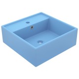 VidaXL Chiuvetă lux preaplin, bleu mat, 41x41 cm, ceramică, pătrat