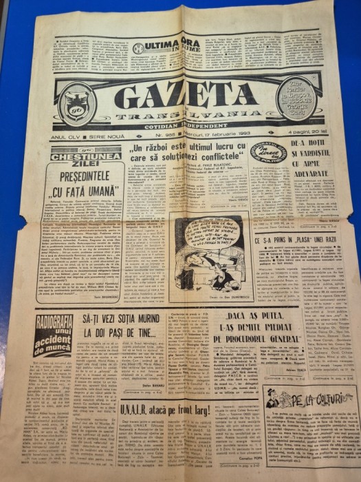 ziarul gazeta de transilvania 17 februarie 1993 - articol michael jordan