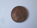 Rară! Marea Britanie 1 Farthing 1826 regele George IV