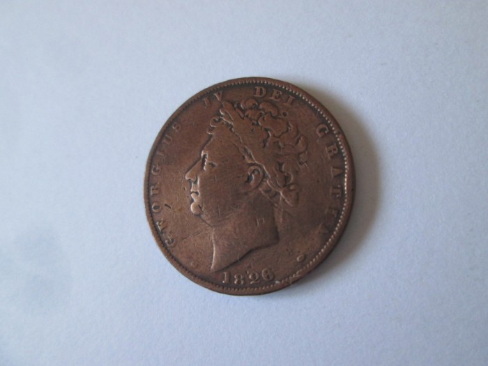 Rară! Marea Britanie 1 Farthing 1826 regele George IV