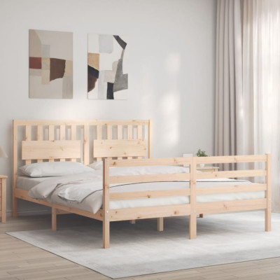 vidaXL Cadru de pat cu tăblie, king size, lemn masiv foto