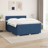 Cumpara ieftin Pat cu arcuri LED si saltea albastru 200 x 200 cm Tesatura