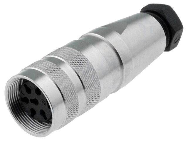 Conector M16 mamă 6 pini, 5A, drept
