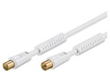 Cablu Coaxial 75&Omega; 1,5m Alb 9,5mm Priză-Mufă, Goobay