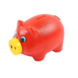 Jucarie pusculita, pentru copii, Porky, din plastic, diverse culori, 11 x 19 cm