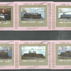 Umm al Qiwain 1973 Trains, 6 imperf. mini sheet, used T.197