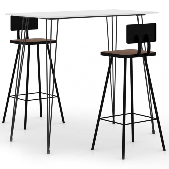 vidaXL Set mobilier de bar, 3 piese, alb