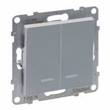 Intrerupator dublu cu led Legrand Suno aluminiu 721315
