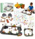 Pista de Curse Magnetica Luminoasa cu Masșinuta, 153 Piese, Set Educațional pentru Copii