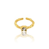 Inel deschis placat cu aur cu zirconiu