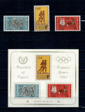 Cipru 1964 - Jocurile Olimpice, sport, serie+colita neuzata