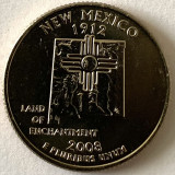 AMERICA QUARTER 1/4 DOLLAR 2008 LITERA D.(Simbolul soarelui Zia - NEW MEXICO),BU, America de Nord, Cupru-Nichel