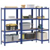 VidaXL Rafturi de depozitare cu 5 niveluri, 3 buc., albastru oțel/lemn 3307580