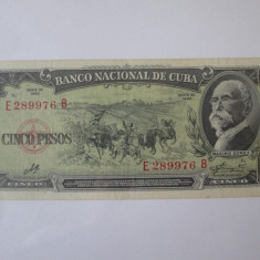 Cuba 5 Pesos 1960 semnătură Ernesto Che Guevara,in stare foarte buna