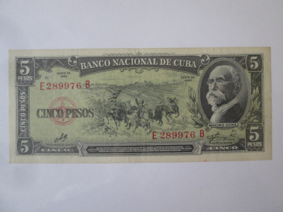 Cuba 5 Pesos 1960 semnătură Ernesto Che Guevara,in stare foarte buna foto