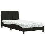 Cumpara ieftin Pat cu saltea, Hanko, negru, 100x200 cm, textil