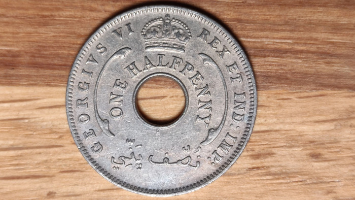 Africa de Vest Britanica -moneda istorica- 1/2 one half penny 1947 H - XF++/aUNC