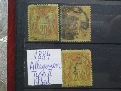 1884-Franta-Alegorii-Tip II-dant.-varietati-stampilat foto