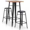 Set mobilier de bar, 3 piese, negru, oțel