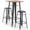 vidaXL Set mobilier de bar, 3 piese, negru, oțel 276845