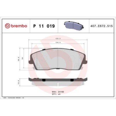 Placute frana Chrysler C5 X (Nd Nc) 09.10-; Dodge Challenger Coupe 09.07-, Charger 06.05-12.10; Lancia Thema (Lx) 09.11-10.14, Fata, BREMBO foto