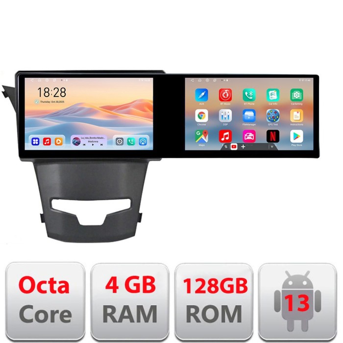 Navigatie Ssangyong Korando 2014-2019 Kit-1159 Edotec 2 ecrane 8 core 4+128 21.6 inch Incell android Wifi 5Ghz gps internet S CarStore Technology