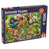 Puzzle LIN3850 - 1500, Colorful Animal Kingdom, Schmidt