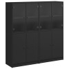 Biblioteca cu usi, negru, 136x37x142 cm, lemn compozit