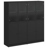 Cumpara ieftin Biblioteca cu usi, negru, 136x37x142 cm, lemn compozit