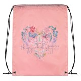 Geanta Somon Floral Inima Print Happy &amp; Smile 34x42cm, Oem
