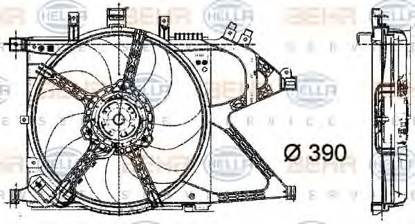 Ventilator, radiator OPEL CORSA C (F08, F68) (2000 - 2009) HELLA 8EW 009 157-441