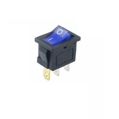 Intrerupator Rocker dreptunghiular miniatura SPST ON-OFF Albastru cu led 250V 6A IP20 KCD1-2 3pini