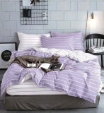 Cumpara ieftin Lenjerie Pat Bumbac 4 Piese Lila, Husa Pilota 200x230 Cearceaf 240x250 cm, Fete Perna 55x75 cm