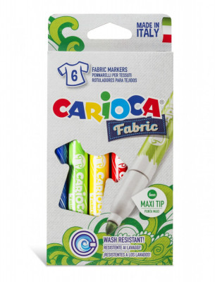 Carioca Pentru Textile, Varf Gros - 6mm, 6 Culori/cutie, Carioca Fabric foto