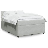 VidaXL Pat box spring cu saltea, gri deschis, 140x190 cm, catifea 3290028