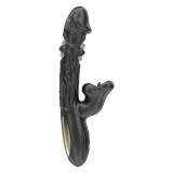 Vibrator dublu IBIZA Oscillating and Biting Vibrator, cu stimulator &icirc;n formă de gură, cu funcții de mușcături, oscilații și vibrații, negru
