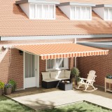vidaXL Marchiză retractabilă manuală cu LED galben și portocaliu, 450x300 cm