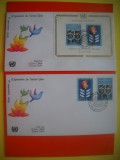 HOPCT PLIC FDC S NR 281 SET 2 FDC-ANIVERSARE 30 ANI 1980--ONU NATIUNILE UNITE-BIROUL DIN GENEVA ELVETIA