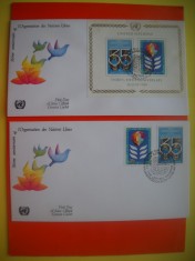 HOPCT PLIC FDC S NR 281 SET 2 FDC-ANIVERSARE 30 ANI 1980--ONU NATIUNILE UNITE-BIROUL DIN GENEVA ELVETIA