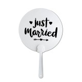 Evantai pentru mireasa, accesoriu pentru nunta, vara, alb, Just Married