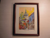 Tablou in acuarela cu un peisaj din Sighisoara, semnat Claudia Popescu, dimensiuni 19x12.5 cm, Peisaje, Miniatural