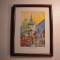 Tablou in acuarela cu un peisaj din Sighisoara, semnat Claudia Popescu, dimensiuni 19x12.5 cm
