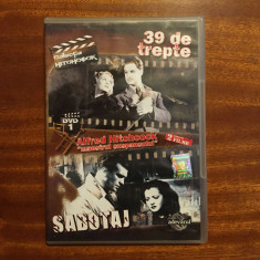 Alfred HITCHCOCK - 39 Trepte și Sabotaj (1 DVD original cu 2 filme, romana)