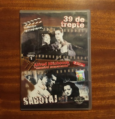 Alfred HITCHCOCK - 39 Trepte și Sabotaj (1 DVD original cu 2 filme, romana) foto